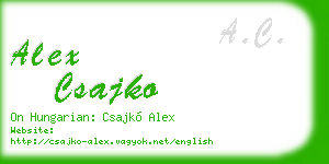 alex csajko business card